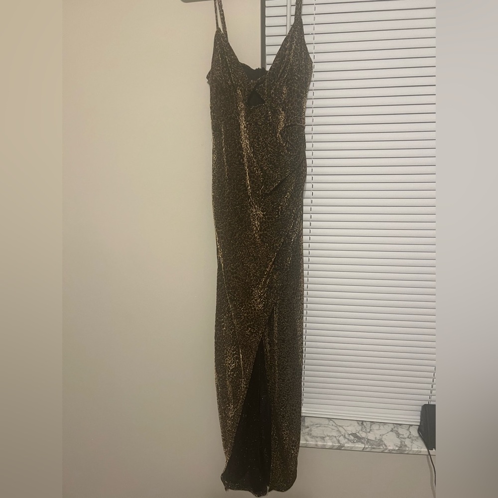 Spaghetti Strap Gold Party Dress